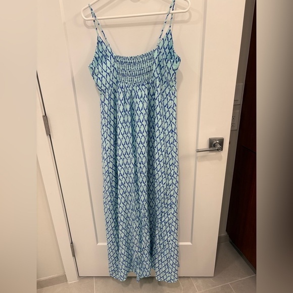 Vineyard Vines Lattice Print Tie Front Maxi Dress Crystal Blue Size 10 - Picture 12 of 13